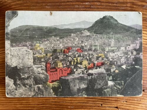 Overlooking Athens And Lycabettus, Vintage Greece Postcard