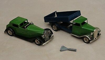 Lot Of( 2 )vintage Triang Minic Wind Up Car & Truck Made In Eng.circa 1930*rare