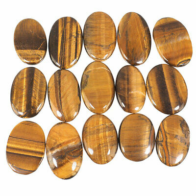 15 Pcs Natural Tiger Eye 32.73mm-39mm Cabochon Top Quality Untreated Gemstones